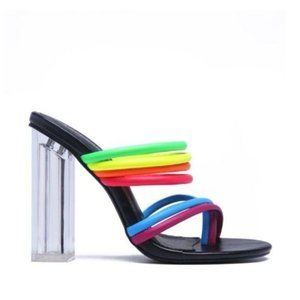 Multicolor Block Heel Sandals